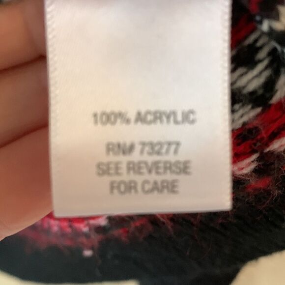 Fair isle cardigan sweater size medium petite red black - Picture 6 of 8